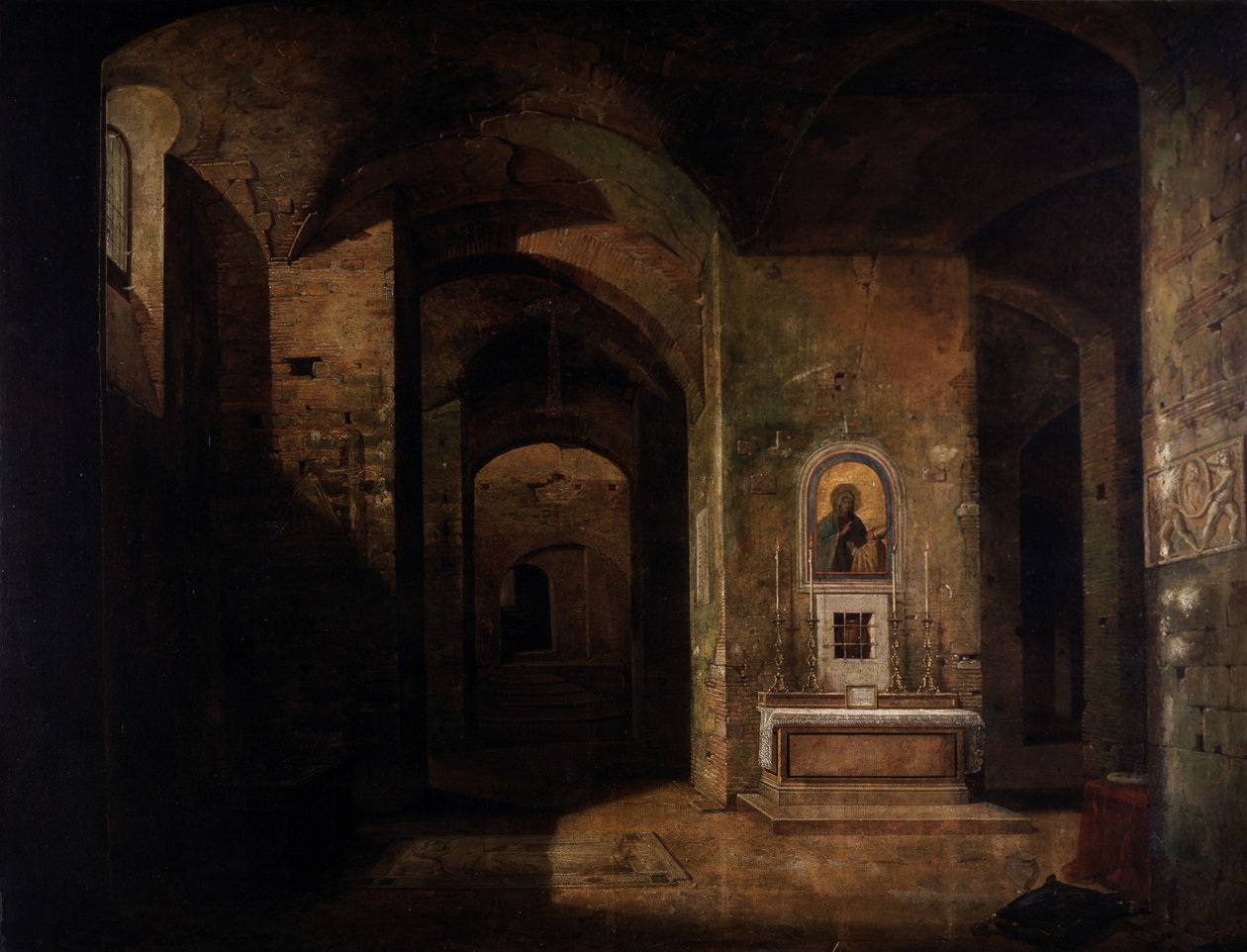 De crypte van de basiliek San Martino ai Monti in Rome door Francois-Marius Granet