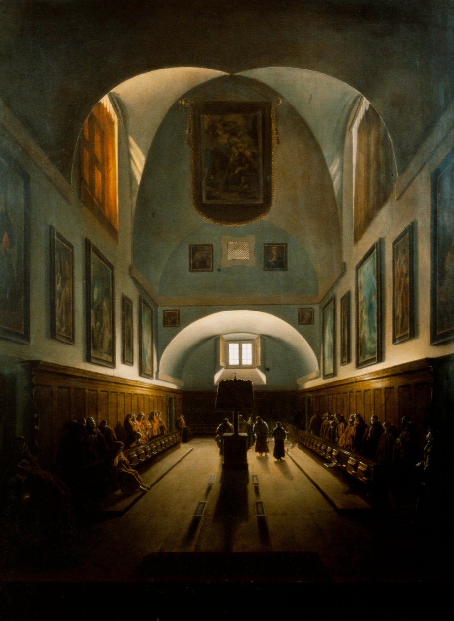 Het koor in de kapucijnenkerk aan de Piazza Barberini, Rome door Francois-Marius Granet
