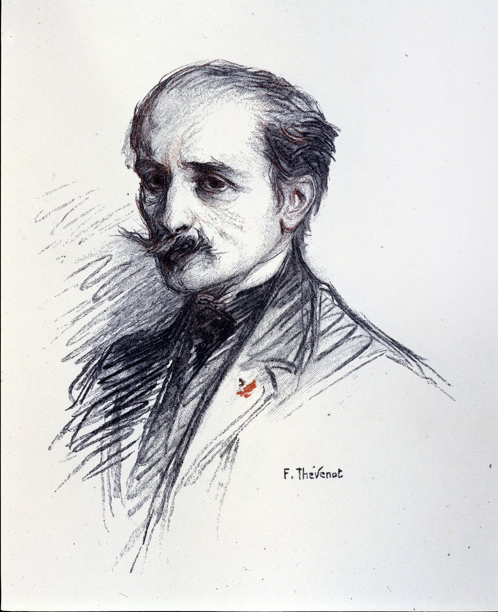 Portret van Edmond Rostand. (1868-1918) Tekening door Thévenot François (1856-1943) door Francois (after) Thevenot