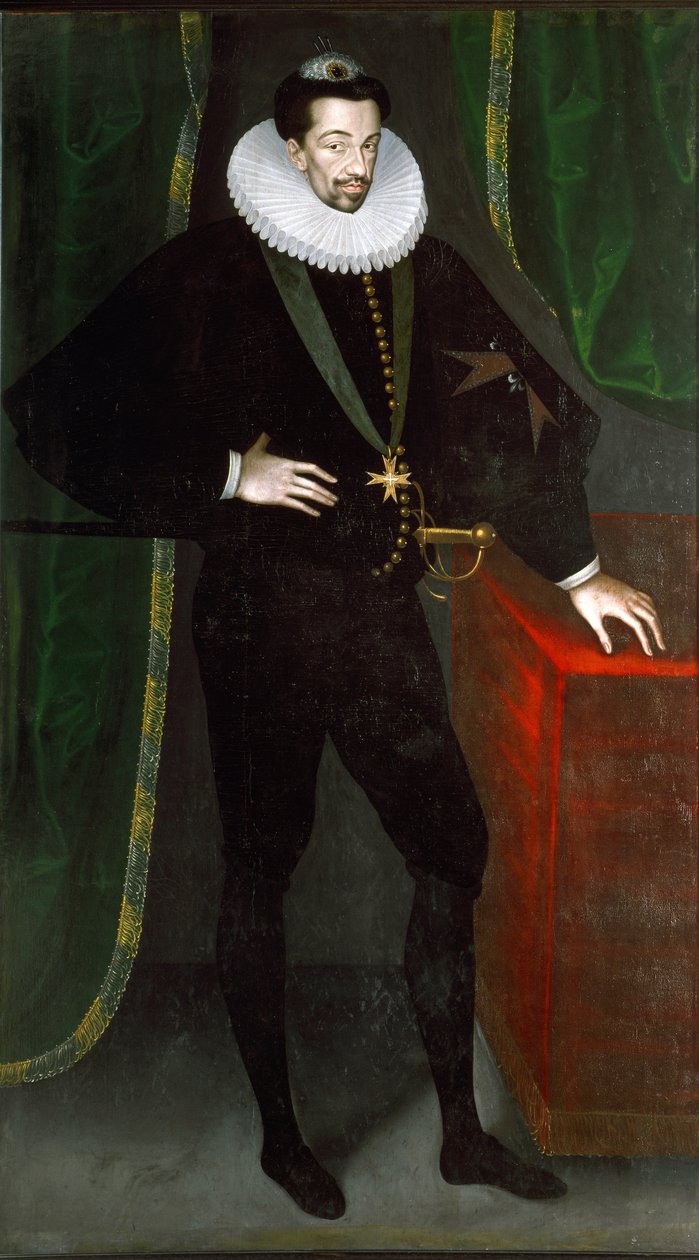 Portret van Hendrik III van Frankrijk, rond 1585 door Francois (circle of) Quesnel