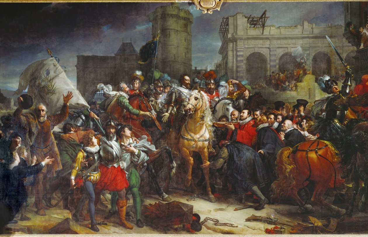Ingang van Henri IV in Parijs, 22 maart ... door Francois (school of) Gerard