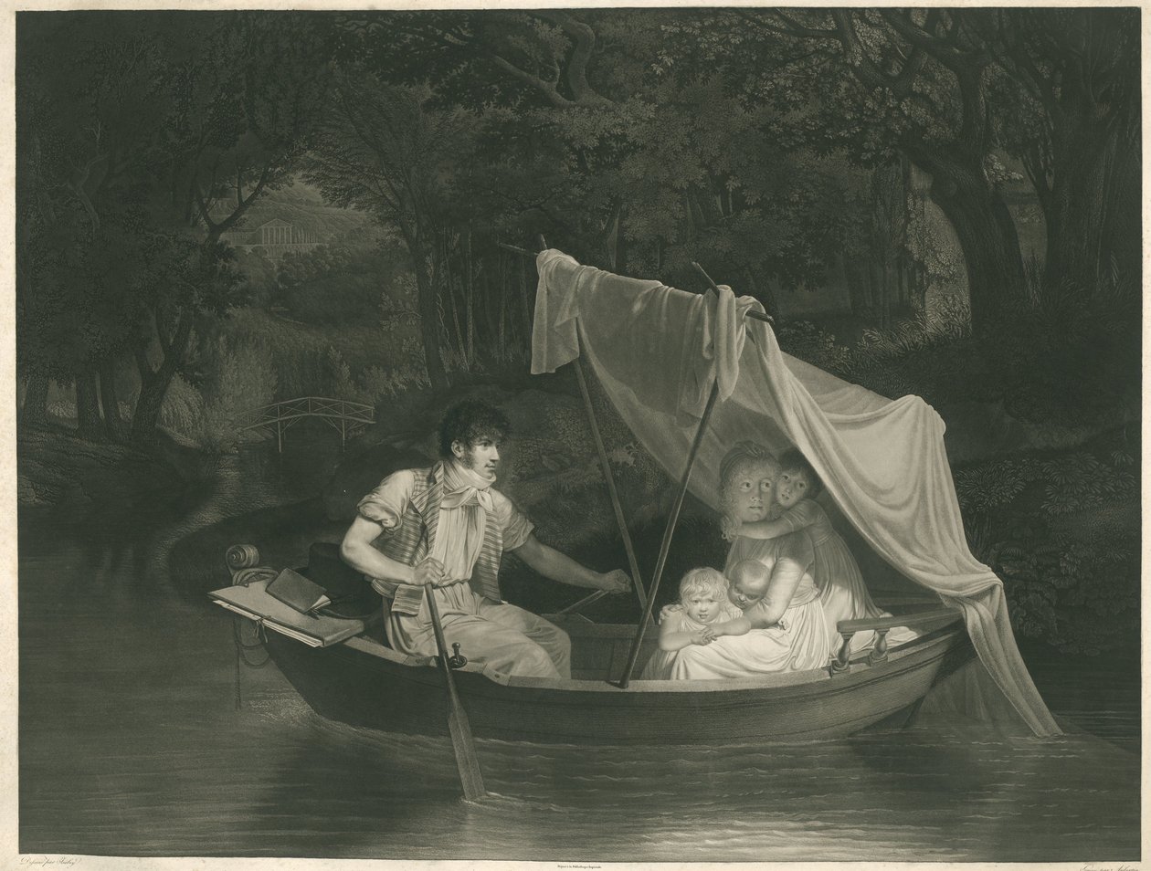 De kunstenaar Jean Baptiste Isabey met zijn familie in een roeiboot (
