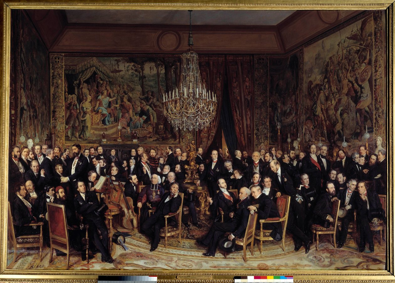 Avond in het Louvre met de Graaf van Nieuwerkerke door François Auguste Biard