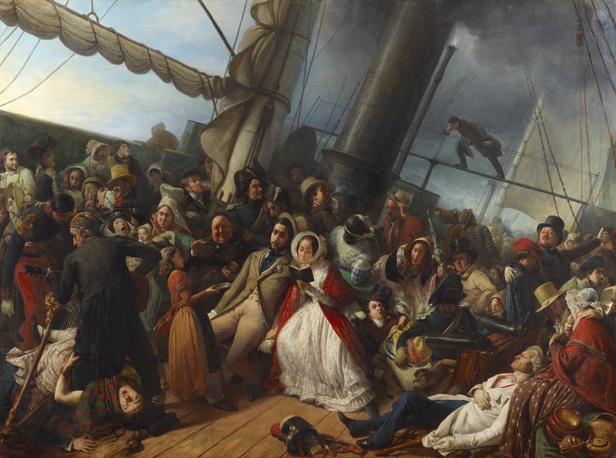 Zeeziekte op een Engelse korvet door François Auguste Biard