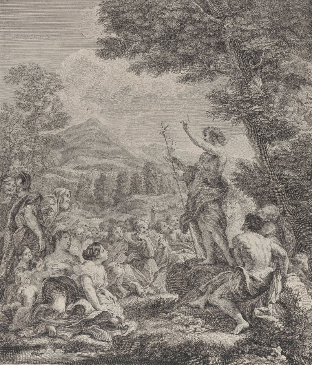 Sint Johannes de Doper predikend voor een menigte, ca. 1729 door Francois Bernard Lepicie