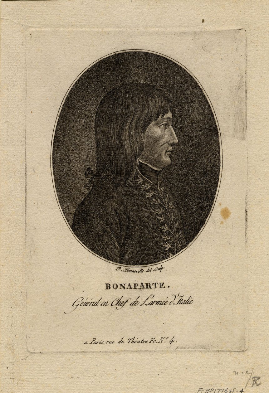 Napoleon als bevelhebber van het leger van Italië, c. 1798 door Francois Bonneville