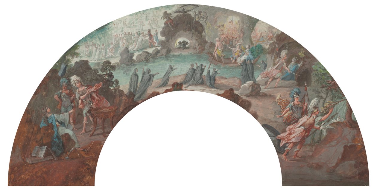 Aeneas in de onderwereld, ontwerp voor een waaier door François Boucher