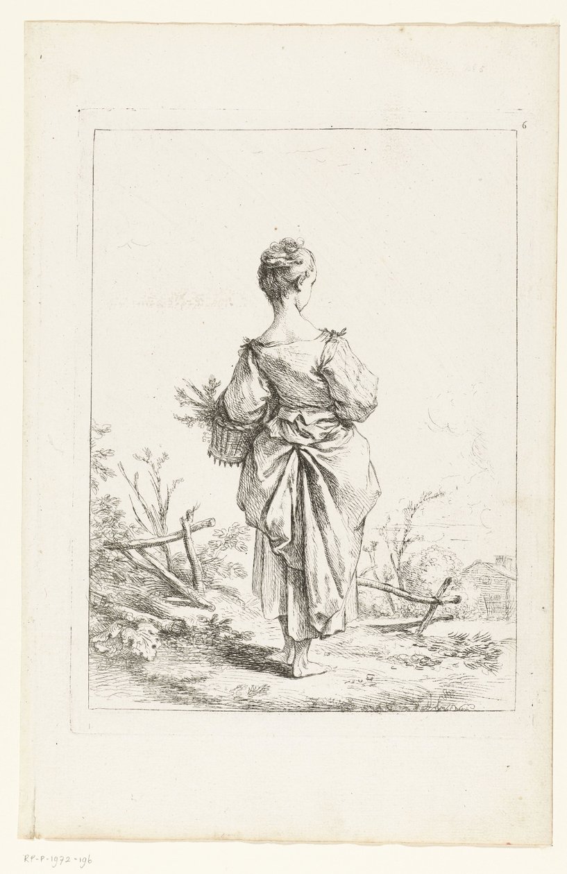 Jong meisje met een mand door François Boucher