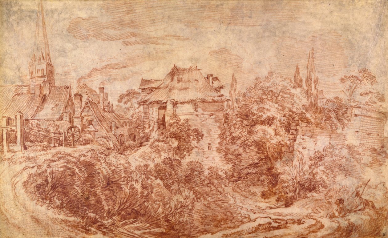 Landschap met figuren door François Boucher