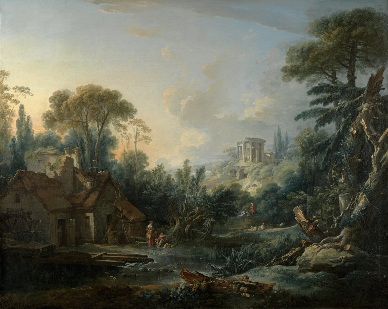Landschap met een watermolen door François Boucher