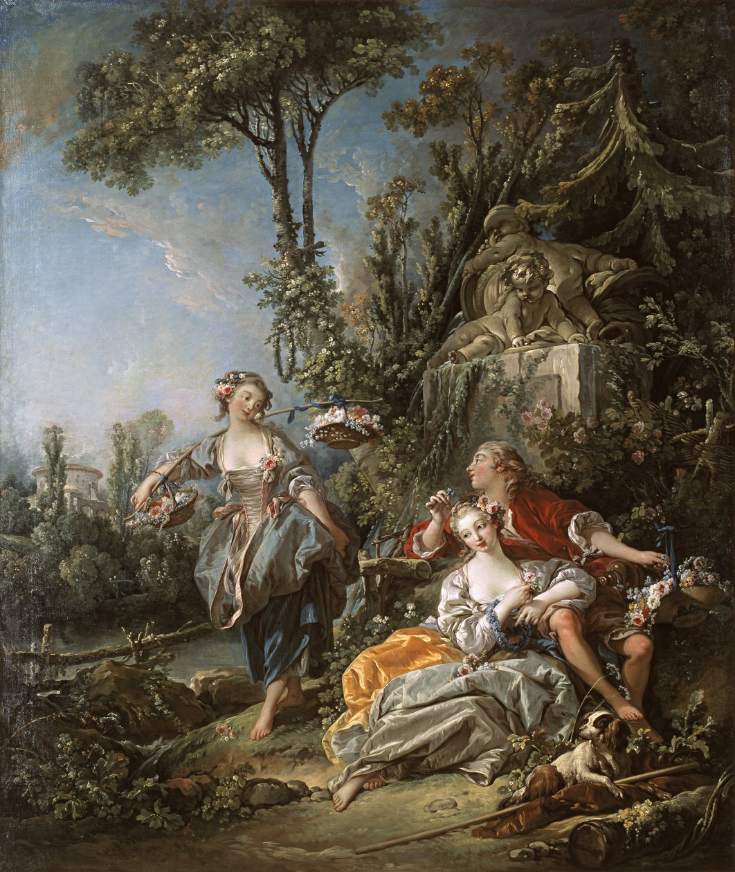 Liefhebbers in een park door François Boucher