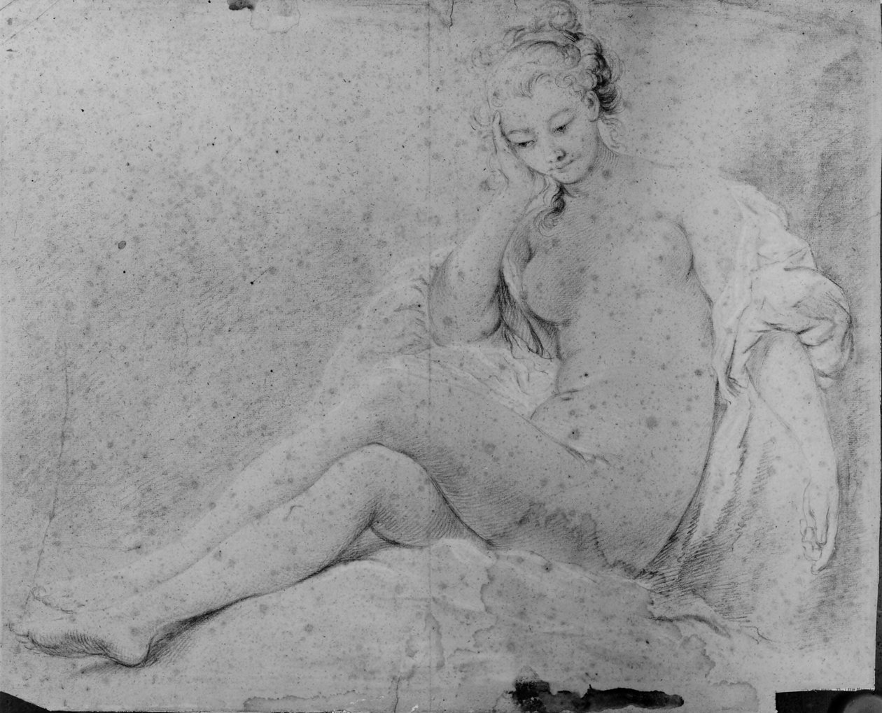 Zittende naakte vrouw door François Boucher