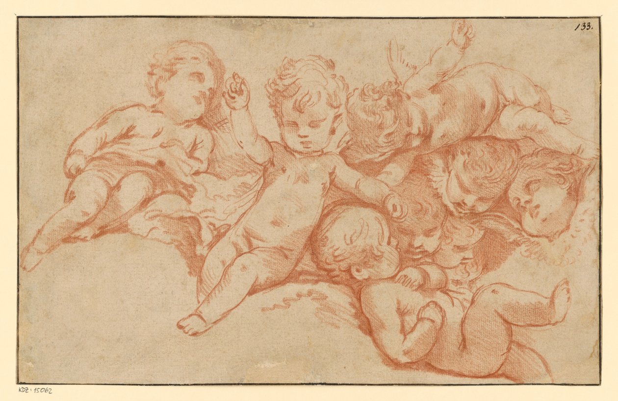 Spelende putten (tegendruk) door François Boucher