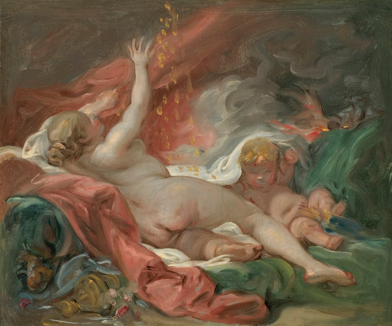 Studie voor Danaë en de Gouden Regen door François Boucher