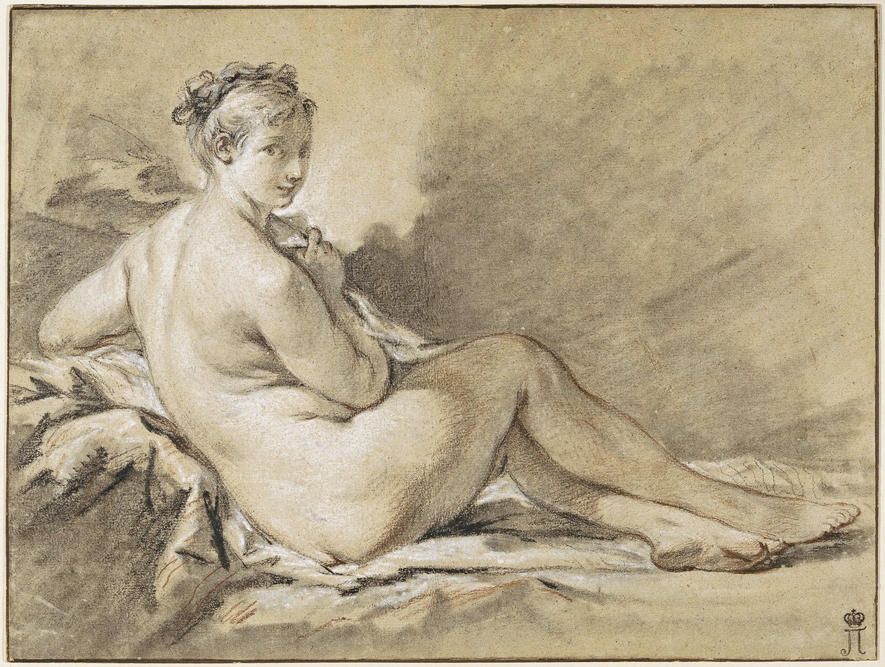 Studie van een vrouwelijk naakt - François Boucher (1703-1770) door François Boucher