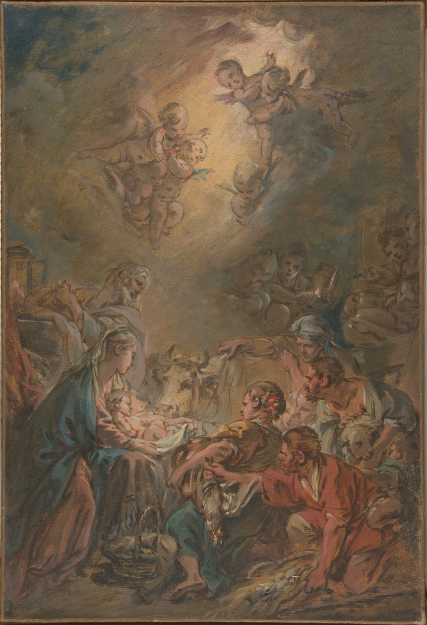 De aanbidding van de herders door François Boucher