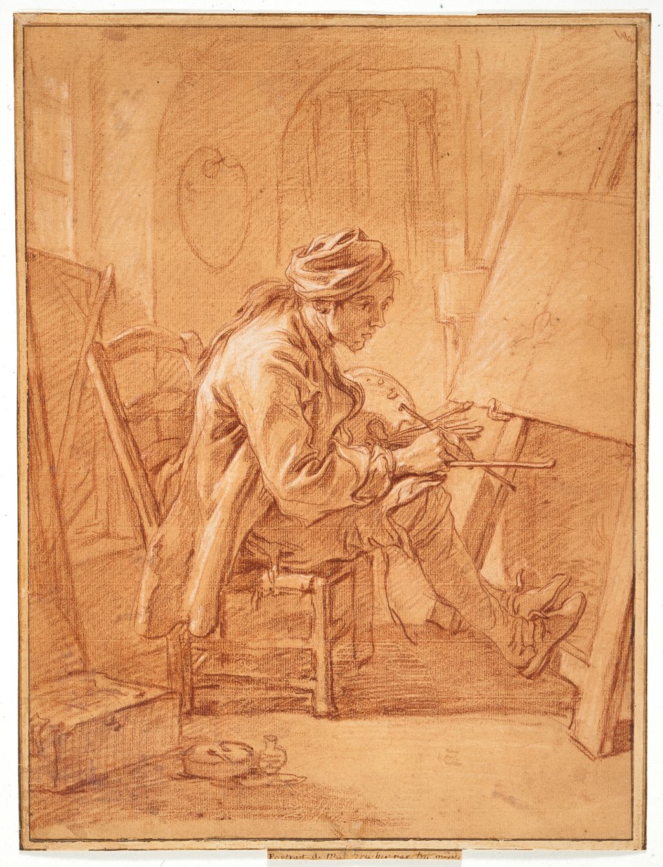De kunstenaar in zijn atelier door François Boucher