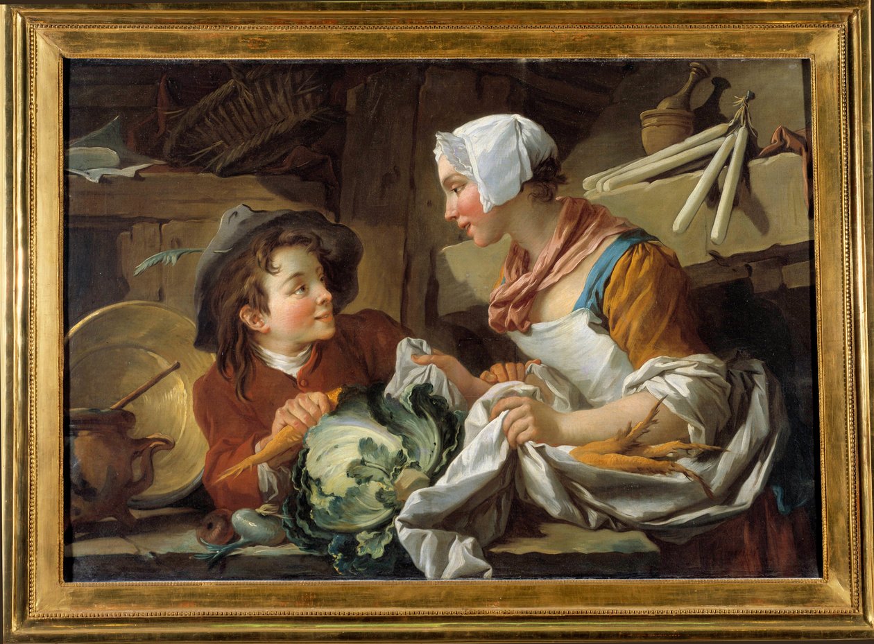 De kok en een jonge man door François Boucher