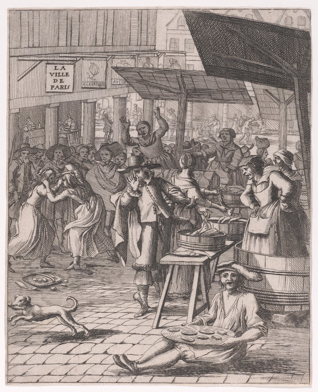 Een vismarkt; uit „Diverse opmerkelijke onderwerpen uit de Griekse geschiedenis“ door Francois Chauveau