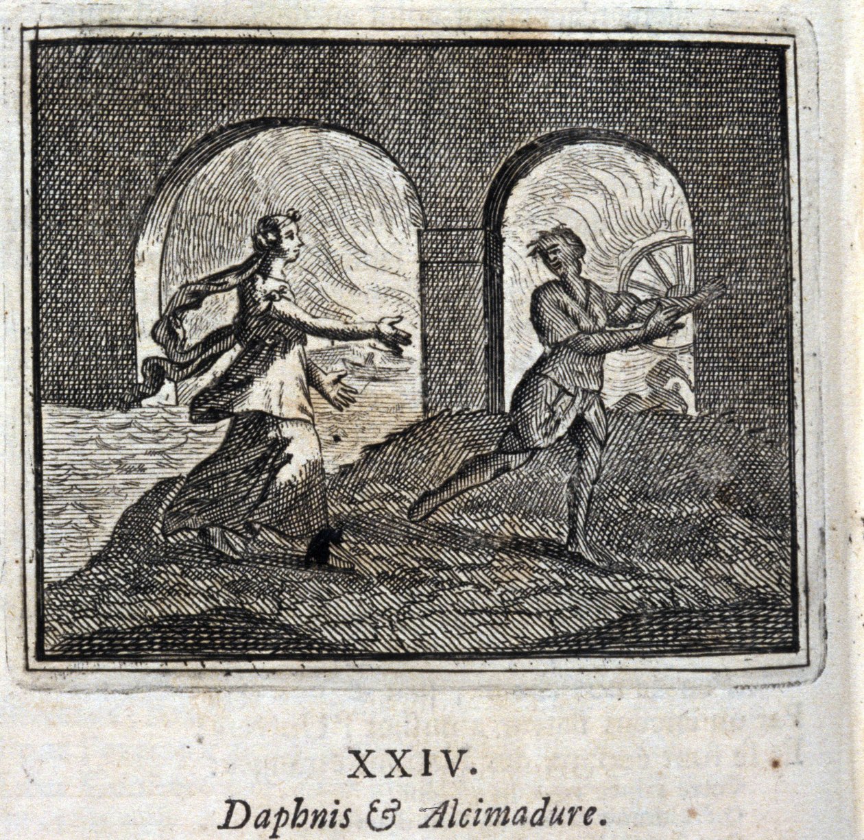 Daphnis en Alcimadura. Fabels door Jean de La Fontaine (1621-95). Illustratie door François Chauveau (1613-1676). Editie van 1728. door Francois Chauveau