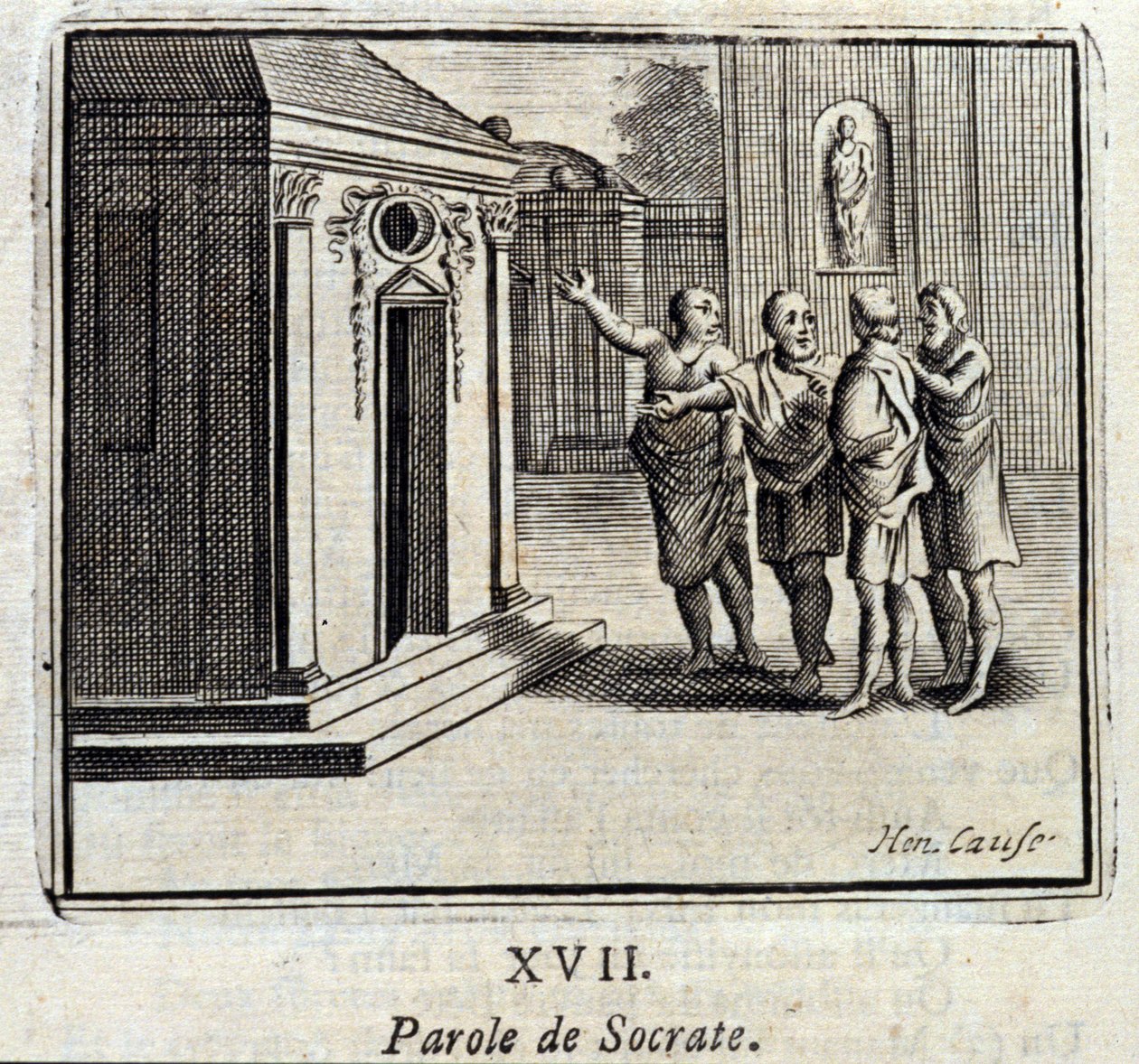 Het woord van Socrates. Fabels van Jean de La Fontaine. Illustratie door François Chauveau. Editie van 1728. door Francois Chauveau