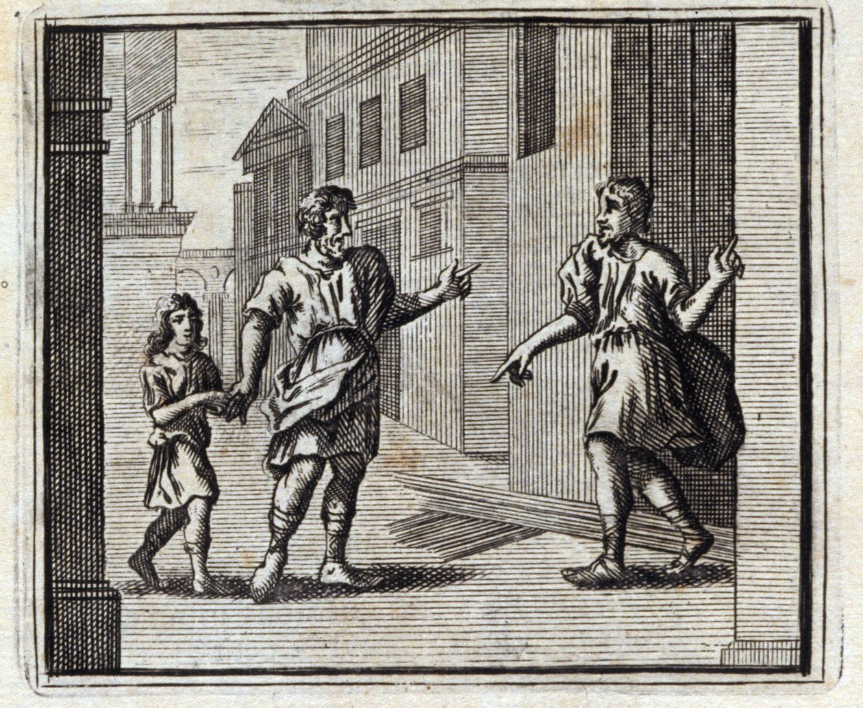 De ontrouwe bewaarder. Fabels van Jean de La Fontaine. Illustratie door François Chauveau. Editie van 1728. door Francois Chauveau