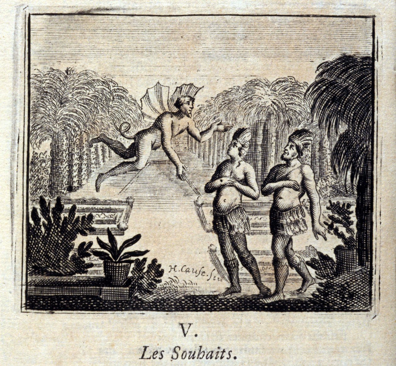 Wensen. Fabels door Jean de La Fontaine (1621-95). Illustratie door François Chauveau (1613-1676). Editie van 1728. door Francois Chauveau