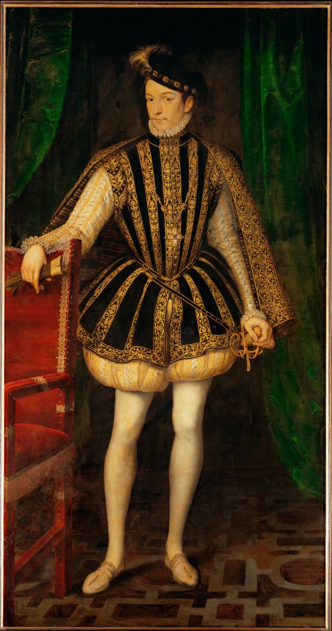 Koning Karel IX van Frankrijk ... (olieverf op doek) door François Clouet