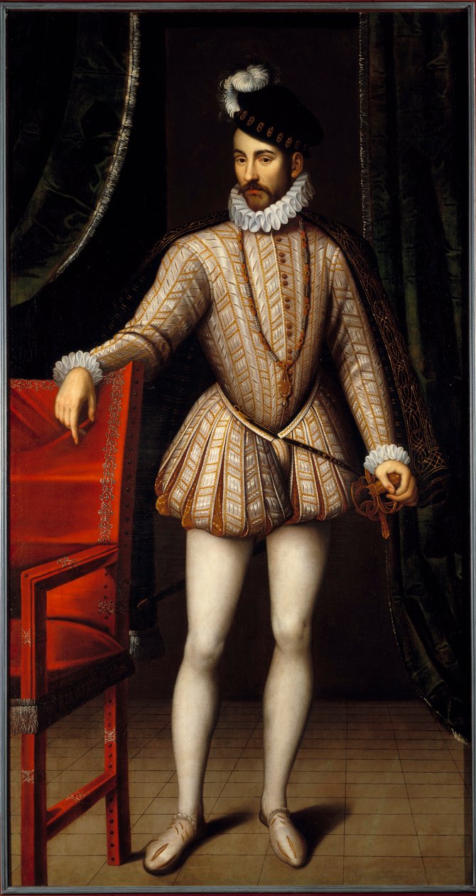 Portret ten voeten uit van Karel IX (1550 - 1574) koning van Frankrijk door François Clouet