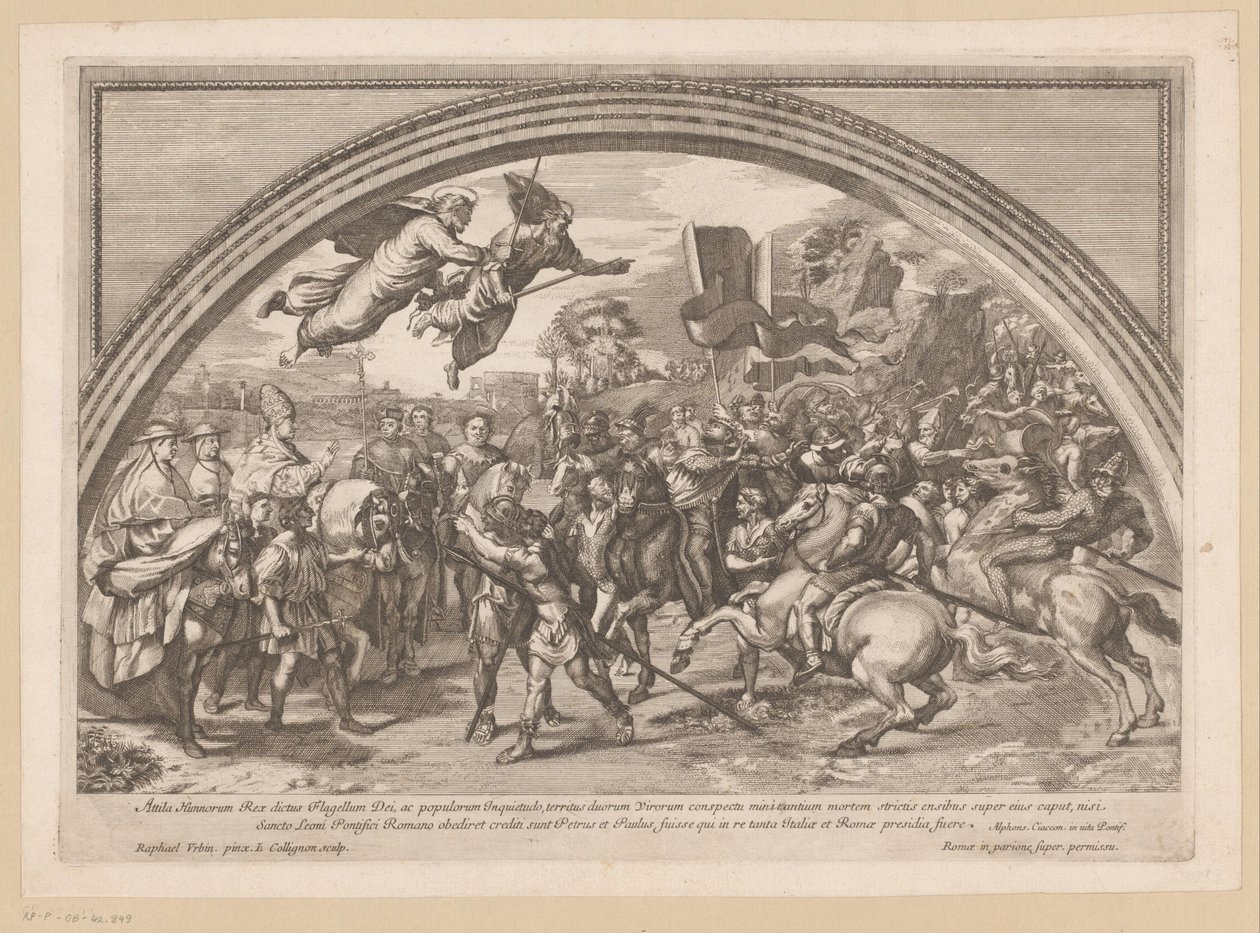Ontmoeting tussen paus Leo I de Grote en Attila de Hun door Francois Collignon