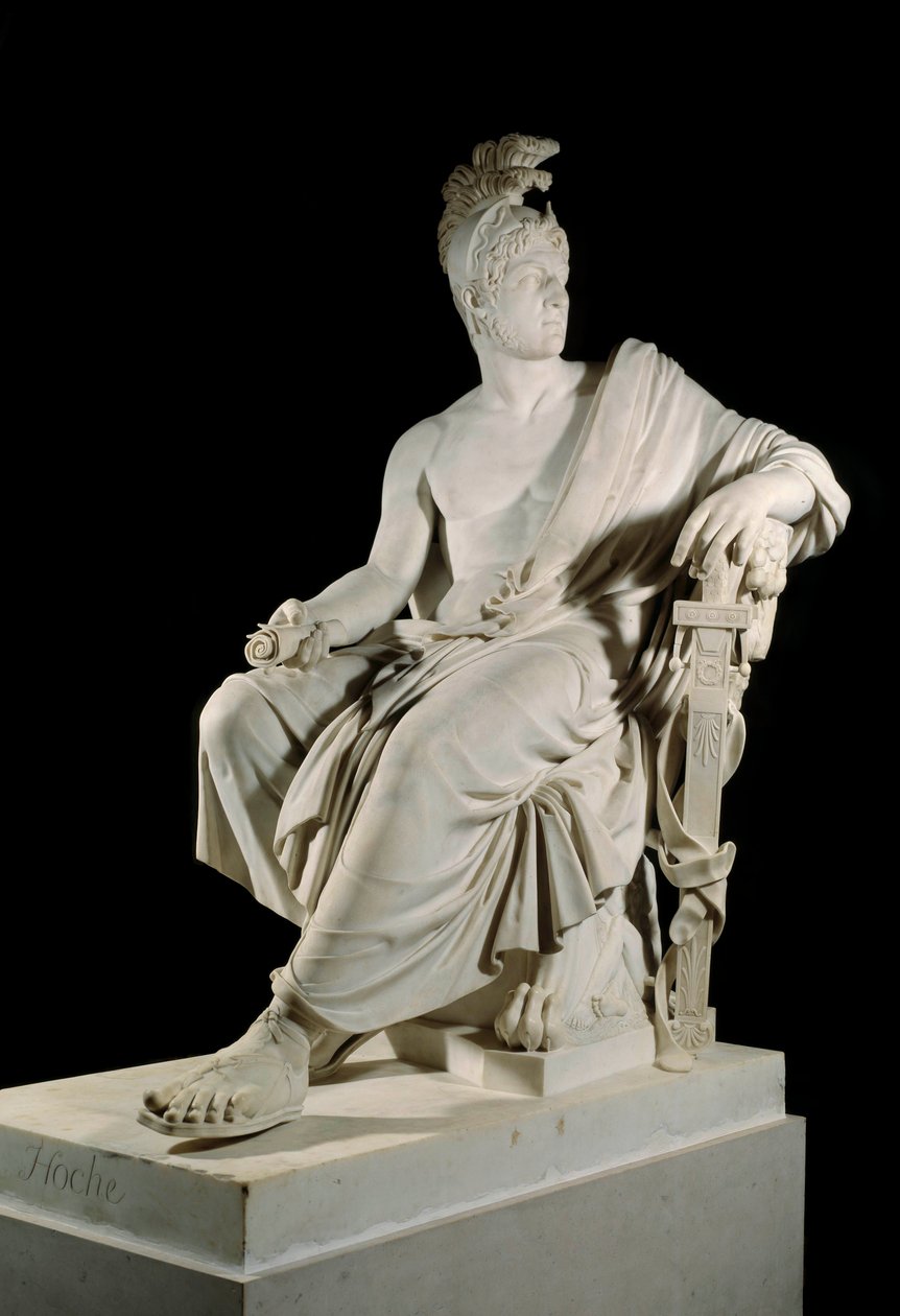 Portret van Lazare Louis Hoche, Franse generaal van de Revolutie. Beeldhouwwerk door Francois Dominique Aime Milhomme door Francois Dominique Aime Milhomme