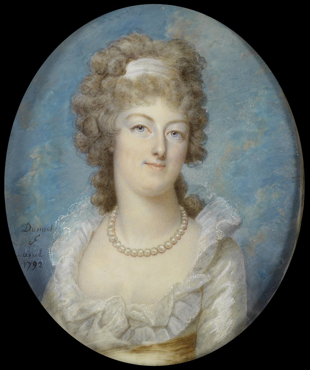 Portret van koningin Marie Antoinette met een parelketting, 1792 door Francois Dumont