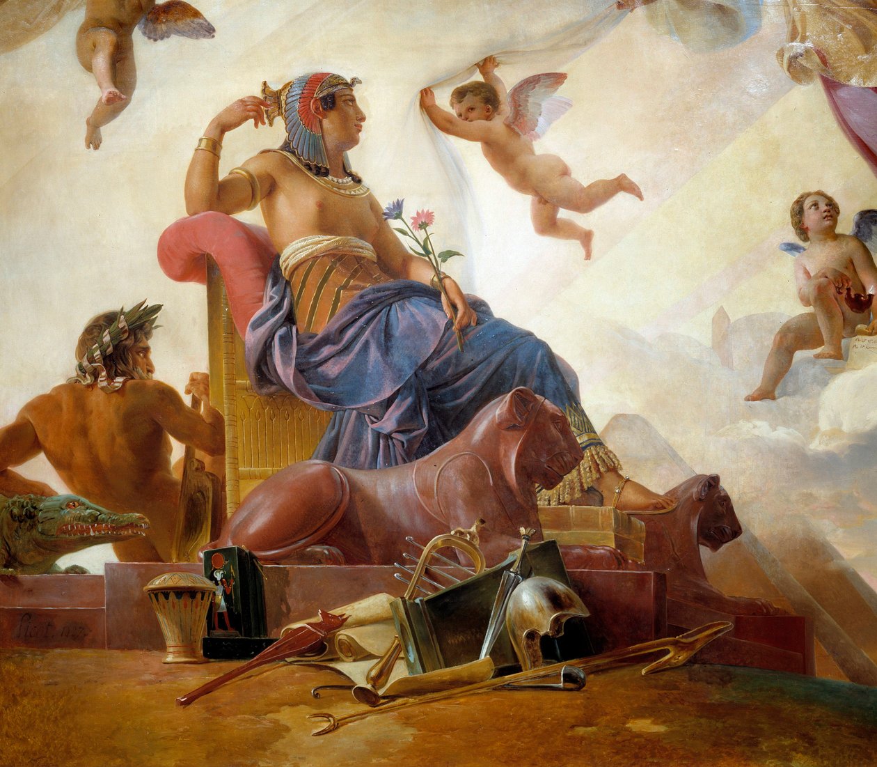 Studie en Genia onthullen het oude Egypte aan Griekenland (detail) voorstellende Egypte. Schilderij door François Edouard Picot (1786-1868) 19e eeuw door Francois Edouard Picot