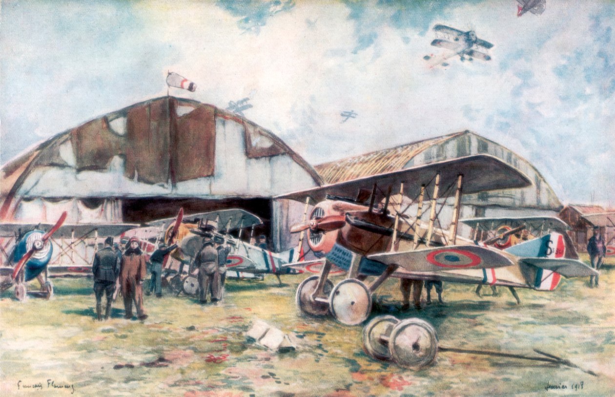 Frans jachtsquadron vliegveld, 1918, 1926 door Francois Flameng