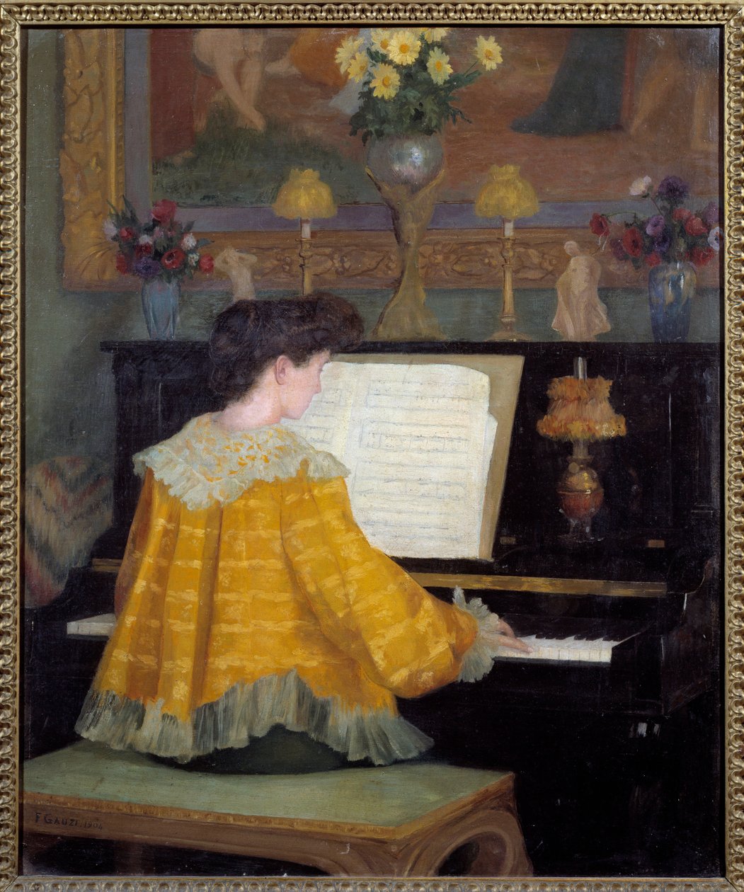 Jong meisje aan de piano door Francois Gauzi