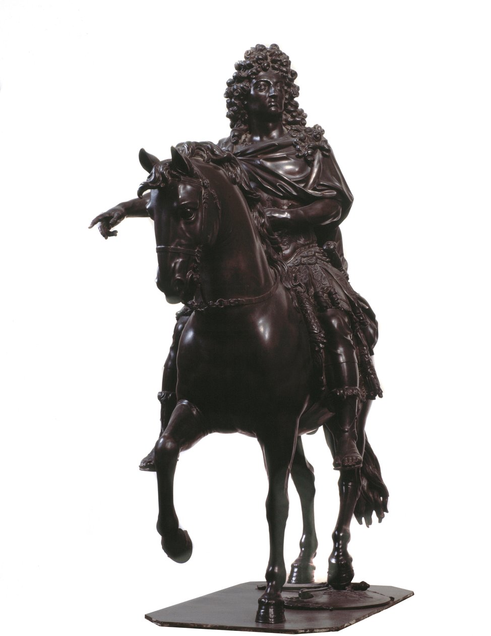 Ruiterportret van koning van Frankrijk Lodewijk XIV (bronzen beeldhouwwerk) door Francois Girardon