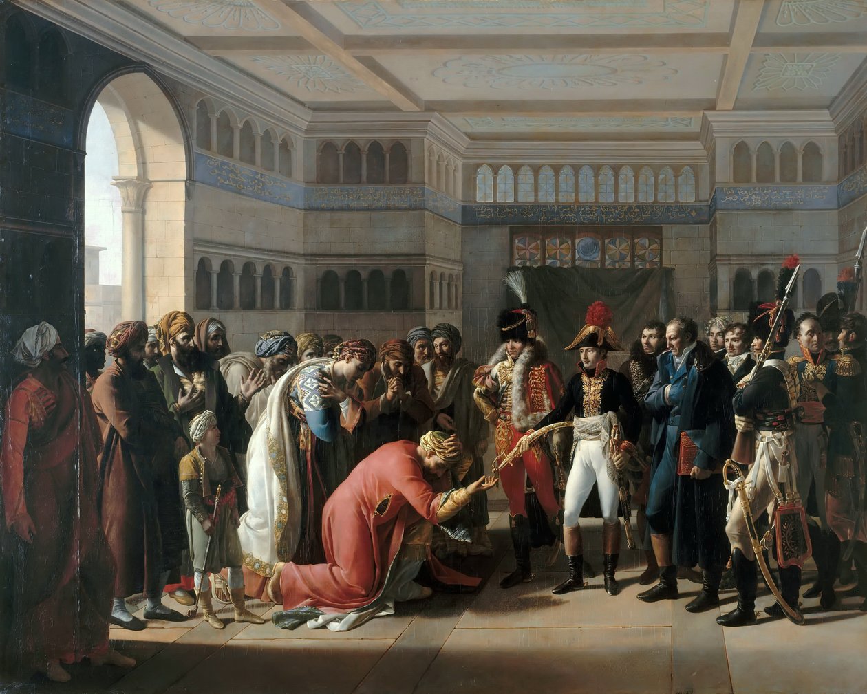 Bonaparte presenteert de sabel aan de militaire commandant van Alexandrië, juli 1798 door Francois Henri Mulard
