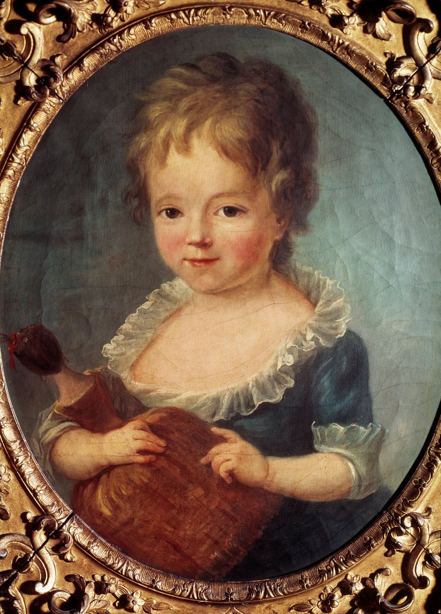 Meisje met pop door Francois Hubert Drouais
