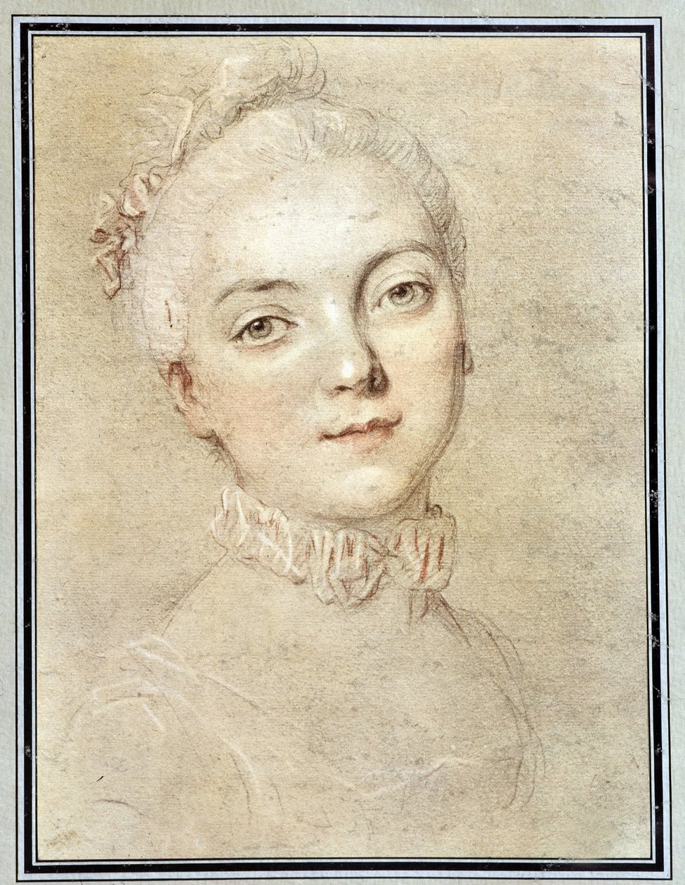 Portret van Jeanne Becu, gravin (of Madame) van Barry (1743-1793) - tekening door François Drouais door Francois Hubert Drouais