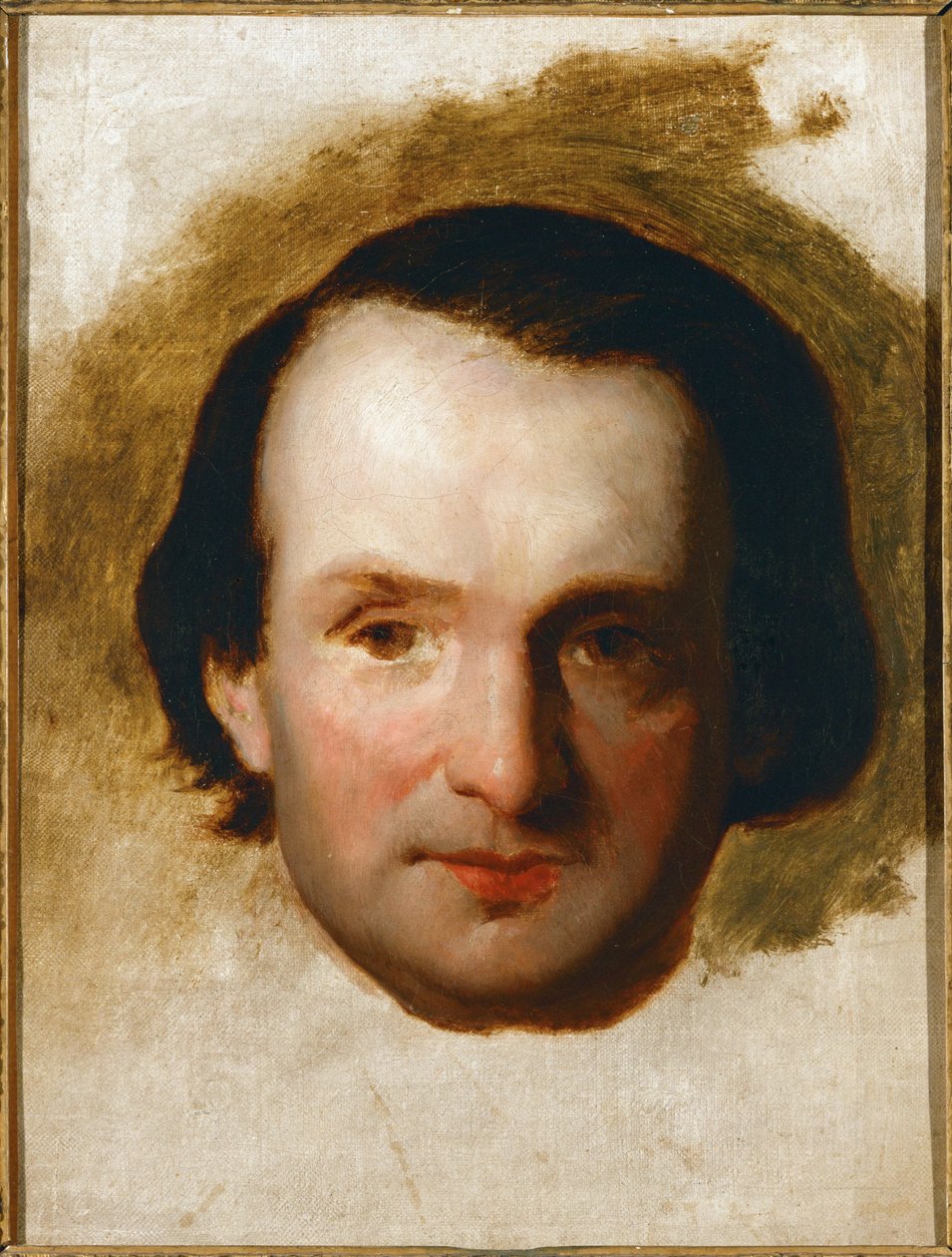 Portret van de dichter Victor Hugo, onvermurwbaar criticus en tegenstander van keizer Napoleon III, die hij Napoleon le Petit noemde ... (olieverf op doek) door François Joseph Heim