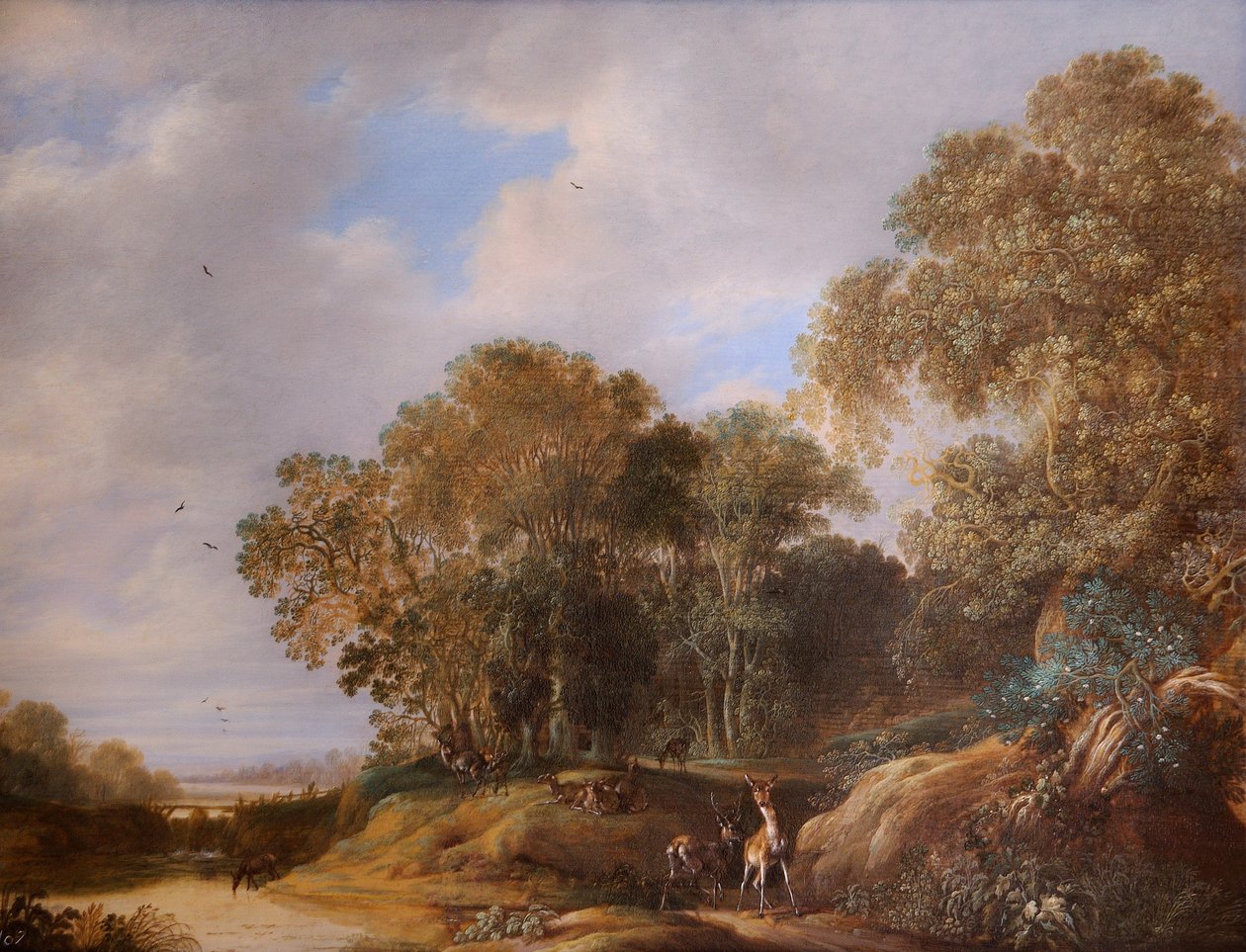 Landschap met herten door Francois Knibbergen