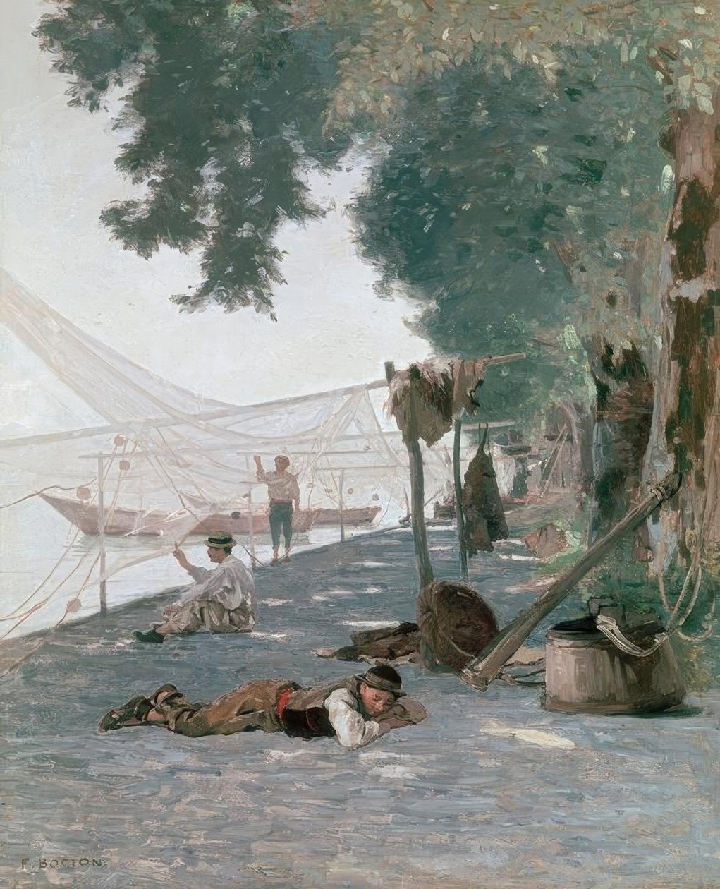 Netten en vissers door Francois Louis David Bocion