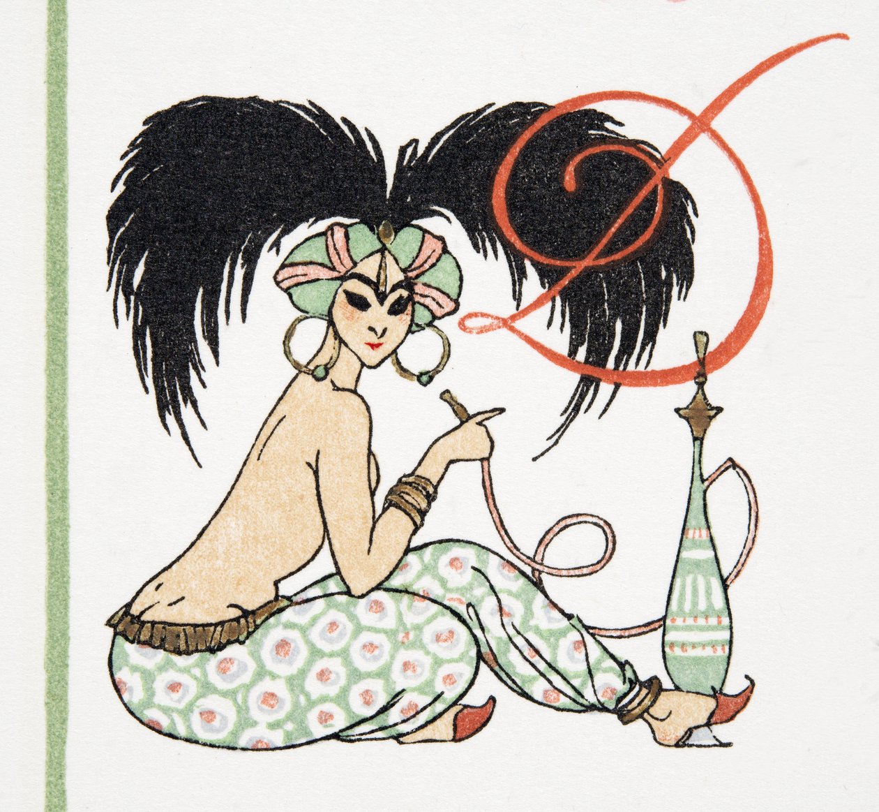 Arabisch meisje met waterpijp, uit Personages de Comedie, uitgegeven 1922 door Francois Louis Schmied