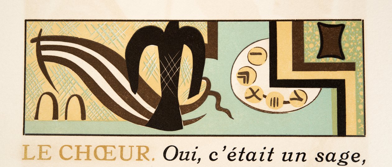 Grafische illustratie uit Prométhée Enchaîné door Aeschylus, pub. 1941 (pochoir print) door Francois Louis Schmied