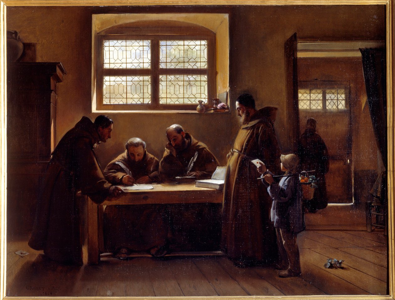 Kapucijnen die een geschrift herzien door Francois Marius Granet