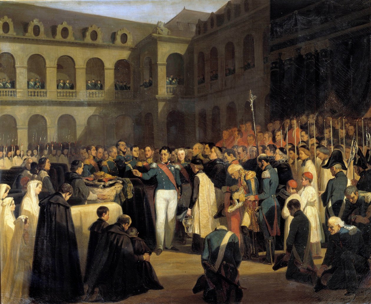 Begrafenis voor de slachtoffers van de Fieschi-aanslag op 5/08/1835 in aanwezigheid van koning Louis-Philippe door Francois Marius Granet