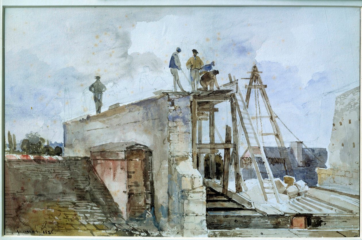 Bouwplaats gezien vanuit het Granet-raam bij het Instituut door Francois Marius Granet