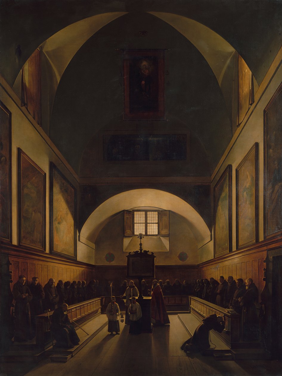 Het koor van de Kapucijnenkerk in Rome, 1814-15 door Francois Marius Granet