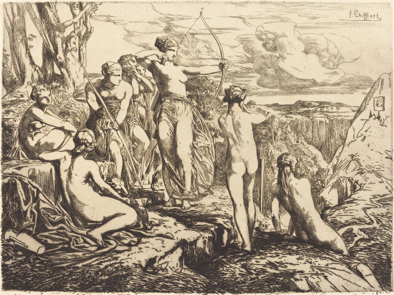 Diana en Haar Nimfen door Francois Nicolas Chifflart