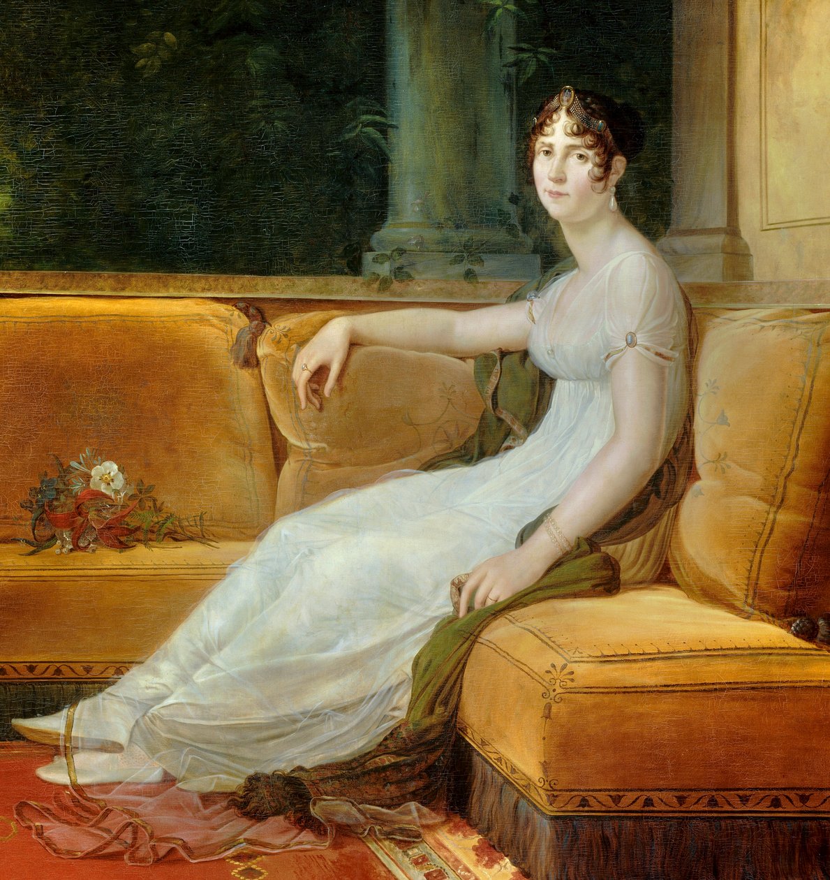 (detail) Portret van keizerin Josephine de Beauharnais in haar salon in de Malmaison door Baron François Pascal Simon Gérard